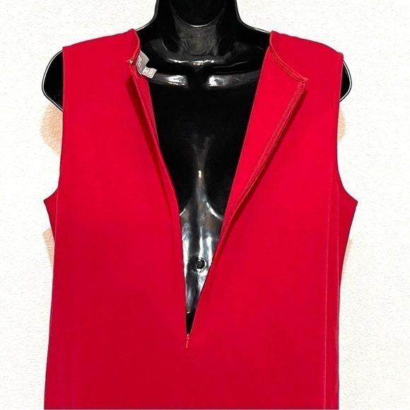J. JILL Woman Red Midi Scoop Neck Sleeveless Dress Size 12P - Picture 5 of 15